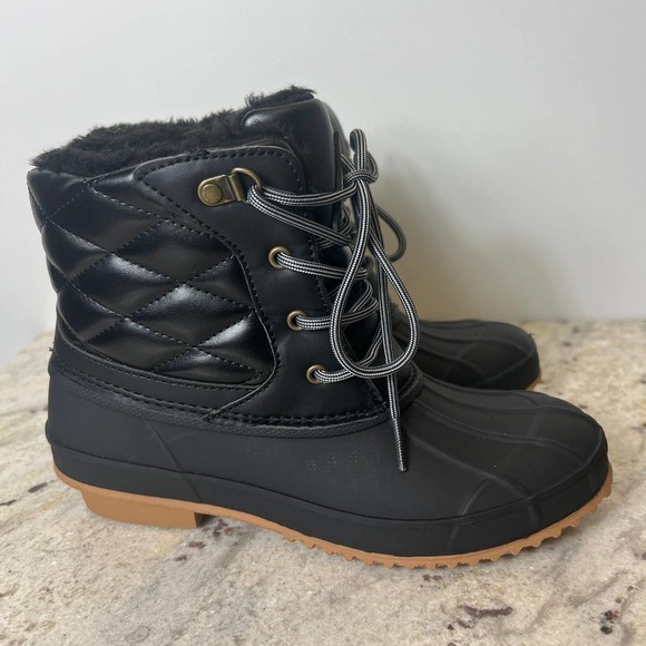 MISHANSHA QUILTED FLEECE LINED‎ ANKLE SNOW BOOTS IN BLACK NWOB WOMEN'S SIZE 7 - Picture 3 of 11